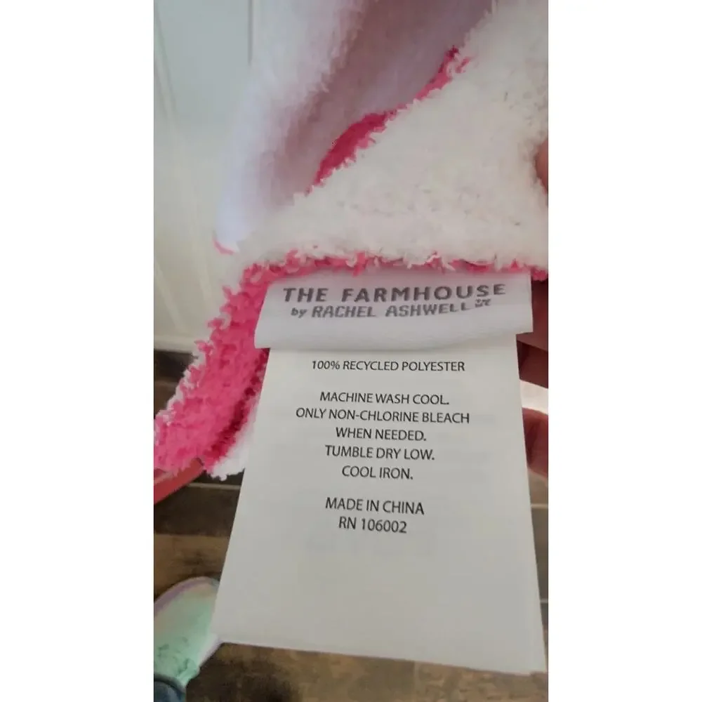 Reversible Rachel Ashwell Throw Blanket Hot Pink Easter Bunny Rabbit Knit New